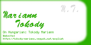 mariann tokody business card